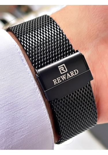 Reward Siyah Renk Rose Gold Kare Model Erkek Kol Saati +bileklik Hediyeli Nda640