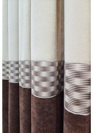 Pera Pano Fon Perde Krem Kahverengi Renk Kahve Rengi