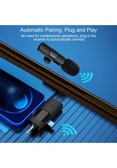 Yifomall Kablosuz Yaka Mikrofonu - 3'lü Sistem, Gürültü Önleme, Uzun Pil Ömrü, Taşınabilir, Canlı Yayın & Toplantılar İçin