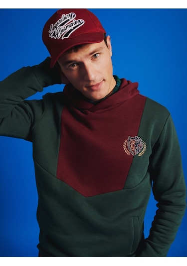 Colins Regular Fit Baskılı Yeşil Erkek Sweatshirt Cl1066253 Koyu Yeşil