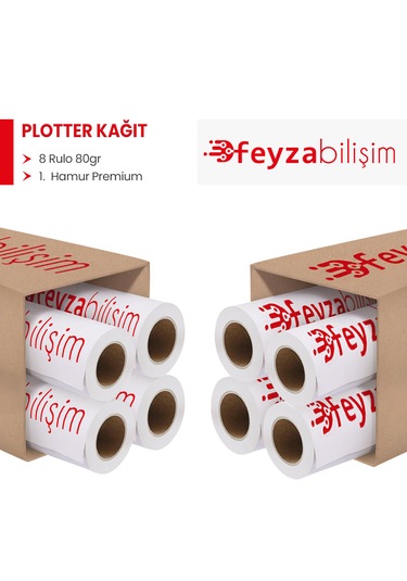 Feyza Bilişim® Premium Opak 80gr Plotter Kağıdı 31cm X 100mt-8
