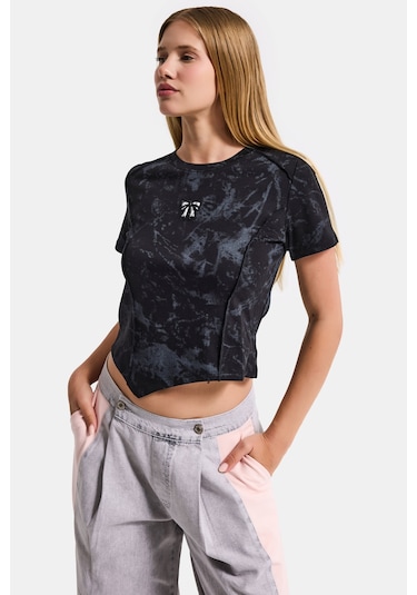 Itsbasic Kadın Siyah W5 Özel Kumaş Elastan Crop Top