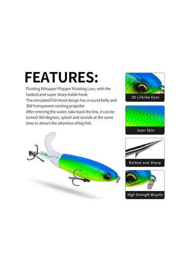 Proberos Dw601 360 Derece Dönen Pervane Lures Topwater Bağlı Traktör Yüzen Sahte Balık Yemi, Boyut: 11.5cm/16.5g Renk C