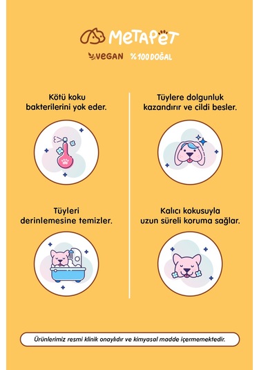Metapet Doğal Köpek Şampuanı Hassas Ciltli Yavrulara Uygun Koku Giderici 250 ML