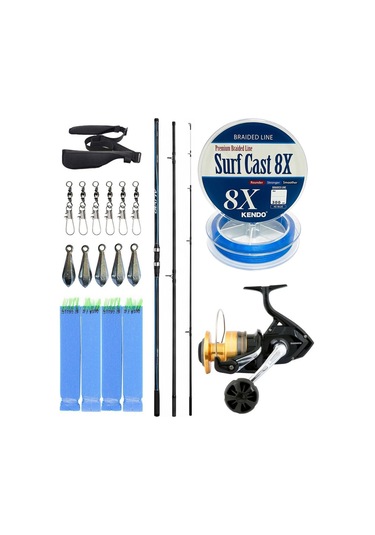 Yekoutdoor Profesyonel Olta Seti Shimano Kamış Alivio Surf T 425 Bx-g 4,25m 225g 3pc&shimano Makina Socorro 6000 Sw