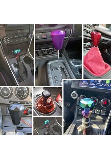 Wondernest Evrensel Araba Elmas Şekli Metal Vites Topuzu Kırmızı Renk Otomatik Manuel Kırmızı