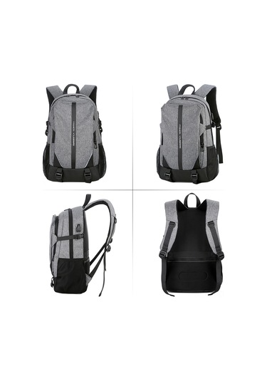 Padalink Erkek İş Seyahat Usb Şarjlı Çok Bölmeli Organize Nylon Sırt Çantası Siyah Siyah
