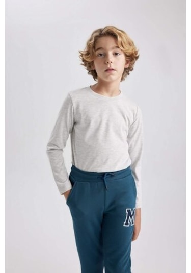 DeFacto Erkek Çocuk Bisiklet Yaka Basic Düz Uzun Kollu Tişört B7771A8NSGR400 Gri DeFacto Erkek Çocuk Bisiklet Yaka Basic Düz Uzun Kollu Tişört B7771A8NSGR400 Gri