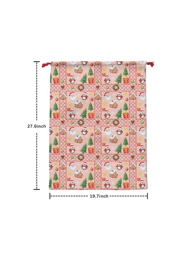 Büyük Noel Baba Hediye Çantası, Pamuklu Kordonlu, Yeniden Kullanılabilir Noel Baba Noel Penguen