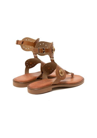 146 Camel Sandalet Kadın 21075 Myconian 2025 Greek Sandal Camel