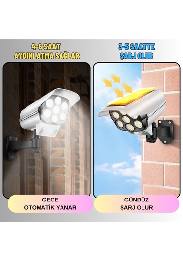 Sahte Kamera Görünümlü Güneş Enerjili Sensörlü Aydınlatma