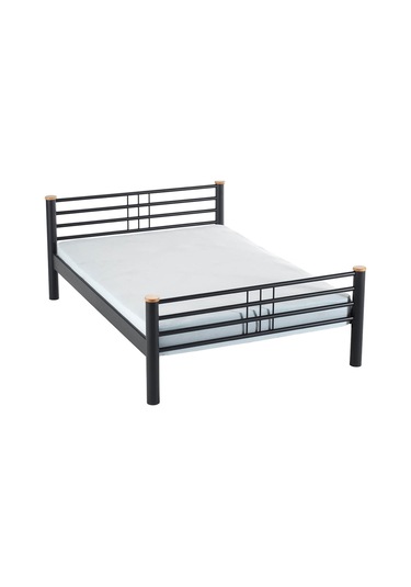 Kappis Çift Kişilik Ferforje Metal Karyola-siyah Ahşap Latalı