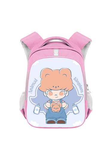 Bubblemall, İlkokul Öğrencileri İçin Şık Ve Büyük Kapasiteli Çift Omuzlu Çocuk Çantası, Moda Ve Rahat Tasarım Lacivert - Bej