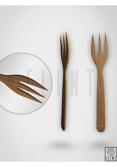 Gürgen Ahşap Tahta Kaşık Çatal Spatula Maşa 4'lü Set Servis Seti