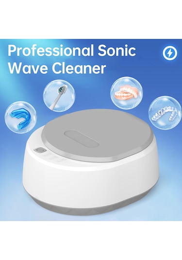 Lemestar A9 Ultrasonik Temizleyici 340ml 304 Çelik Tank 3 Ayar Zamanlama 49khz Titreşim 100-240v Avrupa Standartı Gözlük/laboratuvar Beyaz