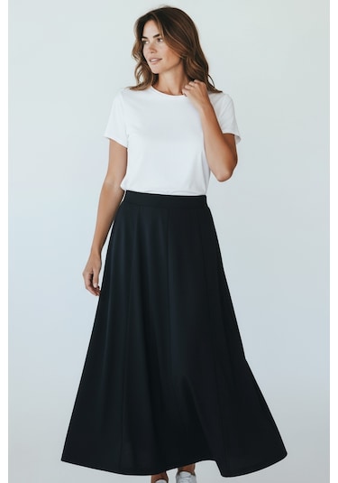 Kadın Beli Lastikli Kalın Kışlık Balık Etek Lacivert