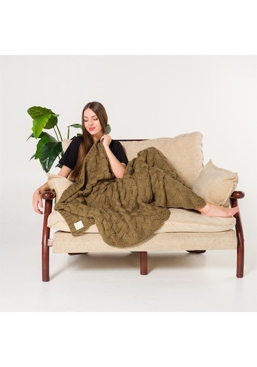 Serenita Saç Örgü Triko Tv Battaniyesi Throw Koltuk Şalı (538861587)-110X160