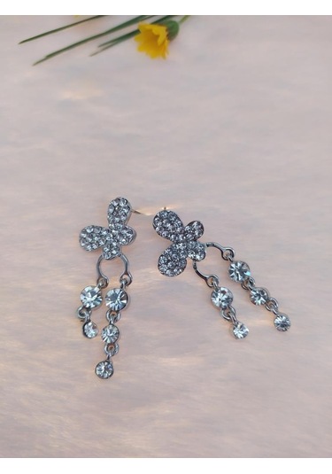 Vintage Otantik Sevimli Sallantılı Anadolu Kelebek Swarovski Taşlı Küpe Çok Renkli