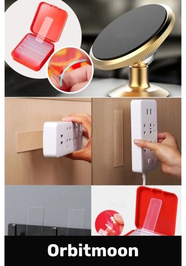 Premium Süper Güçlü Kolay Çıkarılabilir Yapışkan Çok Amaçlı 60 Parça Çift Taraflı Şeffaf Bant