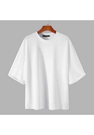 Beyaz Japon ve Kore Tarzı Moda Erkek Kısa Kollu Gömlek Gevşek Üstler T-shirt Artı Boyutu S-5xl Incerun Beyaz