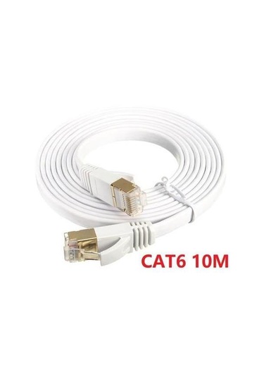 Cat6 Ethernet Rj45 Modem İnternet Kablosu Slim Flat Kablo 10metre