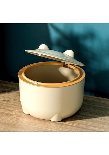 Suntek Masaüstü Çöp Tenekesi Sepeti Mini Kova Tezgah Ofis Beyaz