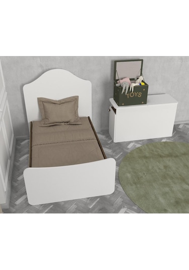 Dekorister Lora Baby Büyüyen Beşik Beyaz-Ceviz Ahşap - Beyaz