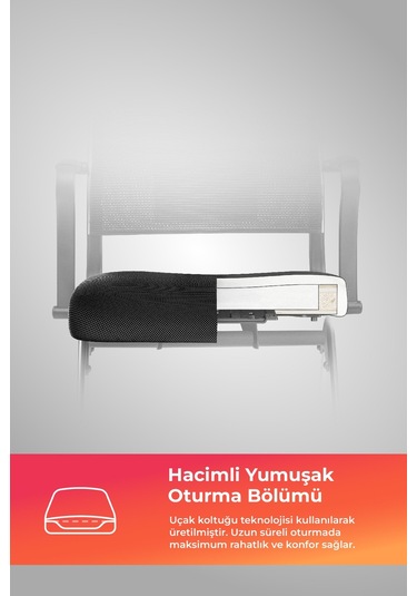 Ergolife Sit Air Bekleme Koltuğu Metal Ayaklı, Bel Destekli, Fileli, Siyah, Toplantı Sandalyesi -572.60.1.6a5 Çok Renkli