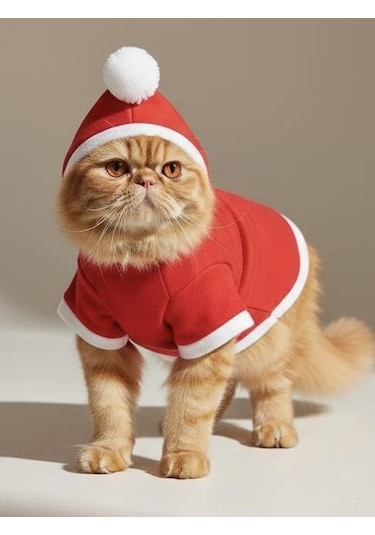 Buddy Kapşonlu Yılbaşı Kedi Sweatshirt Noel