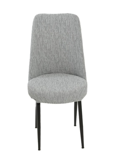 StarMall Jakarli Kumaş Oval Sandalye Kılıfı,sandalye Örtüsü Çubuk Desen 1 Adet Gri