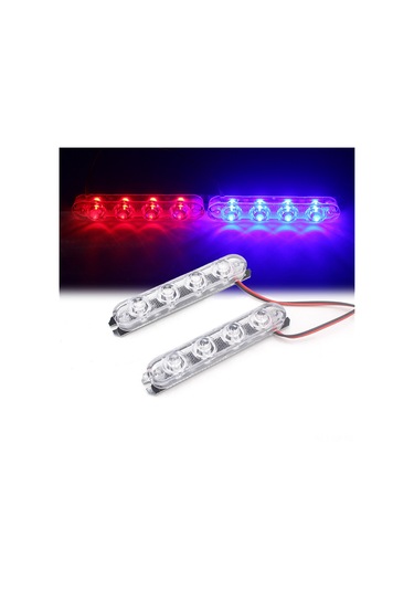 Singree Acil Durum Led Işık Barı - Kırmızı Mavi Yanıp Sönen 4 Led'li Motor Ve Araçlar İçin