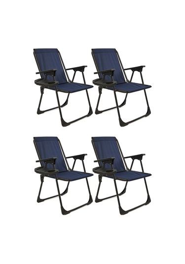Natura 4 Adet Kamp Sandalyesi Bardaklıklı - Lacivert