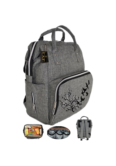 U.S.F Lüx Fonksiyonel Anne Bebek Bakım Sırt Çantası Gri