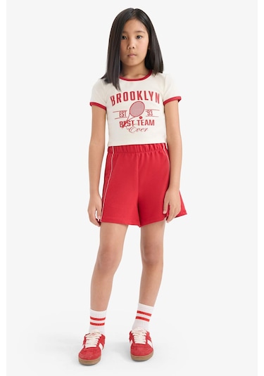 DeFacto Kız Çocuk 2'li Takım Fitilli Kaşkorse Baskılı Kısa Kollu Tişört Beli Lastikli Şort E4756A825HSER140 Ekru DeFacto Kız Çocuk 2'li Takım Fitilli Kaşkorse Baskılı Kısa Kollu Tişört Beli Lastikli Şort E4756A825HSER140 Ekru