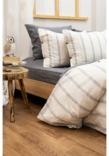 Çift Kişilik 200 X 220 Cm Ranforce Nevresim Takımı - Brendon Bej