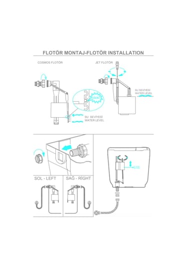 Visam Deniz 2000 Stoplu Klozet Üstü Rezervuar Duvara Monte Beyaz