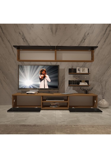 Decoraktiv Eko 5 Mdf Dvd Tv Ünitesi Tv Sehpası Ceviz - Siyah