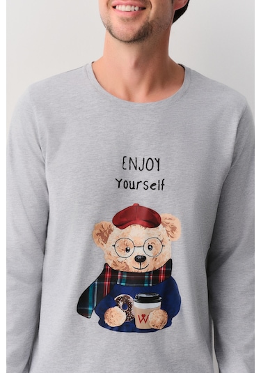 Suwen Teddy Bear Erkek Pijama Takımı Sh262366601352 Lacivert Ekose