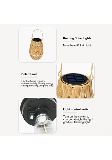 Qingmipy El Örgüsü Hasır Solar Led Bahçe Aydınlatma Feneri, Ip65 Su Geçirmez, Otomatik Şarj Sarı