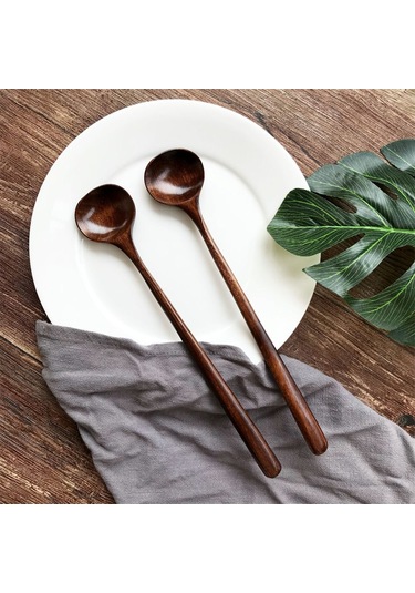 Ev Doğal Masif Ahşap Uzun Saplı Yulaf Lapası Tahta Kaşık Çorba Kepçeleri Çay Kaşıkları Sofra Takımı Diğer