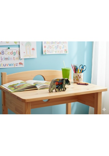 3d Katmanlı Ahşap Ayı Figürlü Dekoratif Masa Süsü Standart