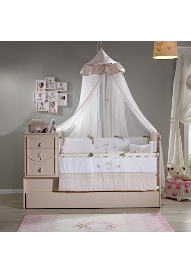 Meltem Kids Pretty Nakışlı Pamuklu Bebek Uyku Seti 80 x 140 CM Pembe