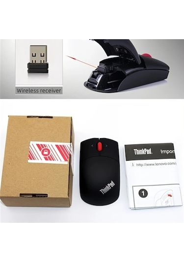 Besthome1 Lenovo Thinkpad 4y51a24585 Kablosuz Siyah Ergonomik Kablosuz Mouse Usb Laser Ofis İçin Besthome1