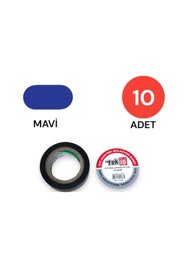 Tek-iş Izole Bant Elektrik Bandı Mavi 10 Adet