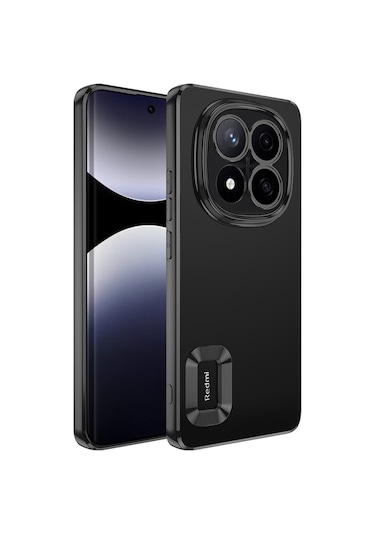 Noktaks - Xiaomi Uyumlu Xiaomi Redmi Note 14 Pro 4g - Kılıf Kamera Korumalı Logo Gösteren Koruyucu Omega Kapak - Siyah T37166 Siyah