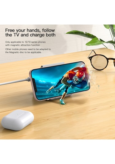 Maiyame 15w 3-in-1 Kablosuz Şarj Cihazı, İphone/iwatch/kulaklık Uyumlu, 3 Katlanır Mod, Çift Işık Göstergesi, Gece Lambalı, İnce Ve Kompakt Beyaz