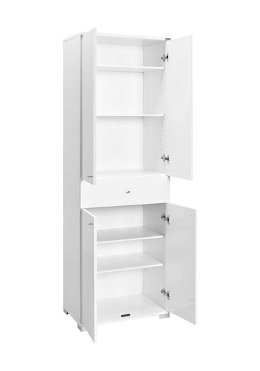 Diamond 4 Kapaklı Tek Çekmeceli Dolap-Lake Beyaz