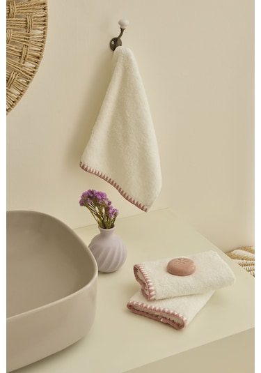 Kaşmir Home Pure 3'lü Midye Dikişli El Havlusu Rose 30x50 Cm Rose Diğer