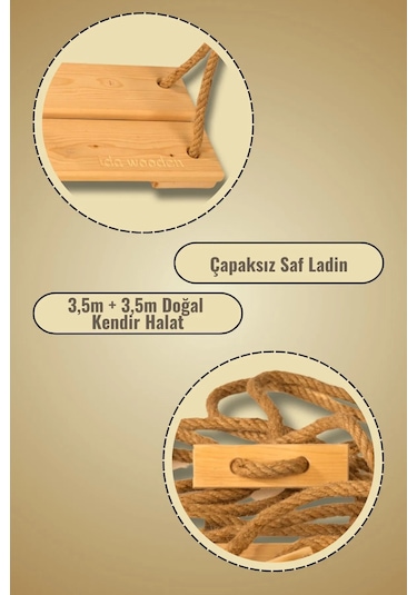 Doğal Ahşap Ev Ve Bahçe Tipi Halatlı Salıncak - Çocuk Salıncağı Ahşap Doğal Ahşap Ev Ve Bahçe Tipi Halatlı Salıncak - Çocuk Salıncağı Ahşap