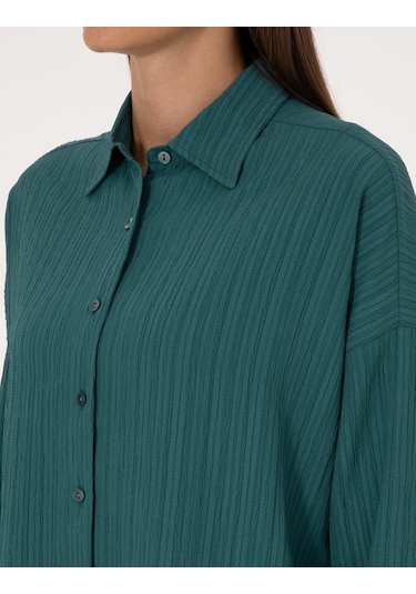 Pierre Cardin Kadın Zümrüt Gömlek Desenli 50318232-vr055 ZÜMRÜT